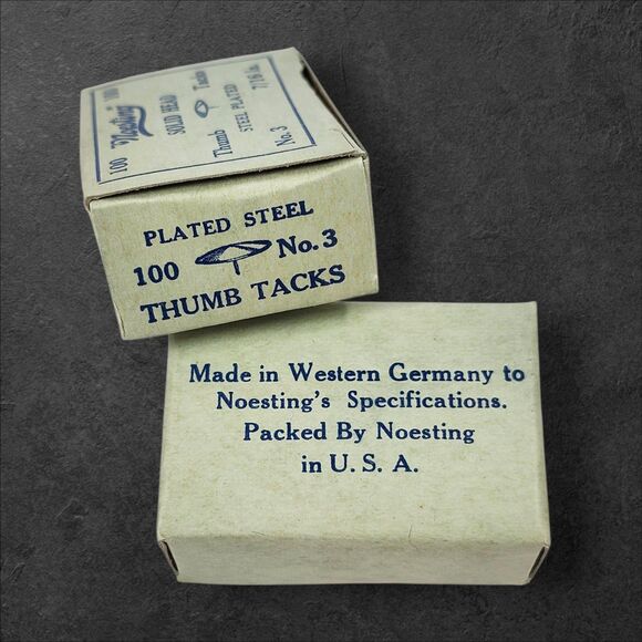 Lot of 6 Vintage Noesting Thumb Tacks Original Box West Germany USA Steel Read - Picture 4 of 9